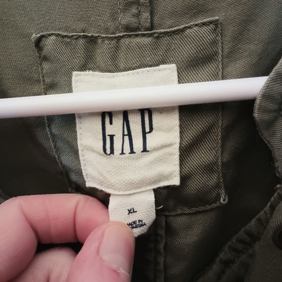 Gap Tencel Lyocell Olive Green Bomber Jacket Womens XL Snap Cinced Grunge - Picture 11 of 15